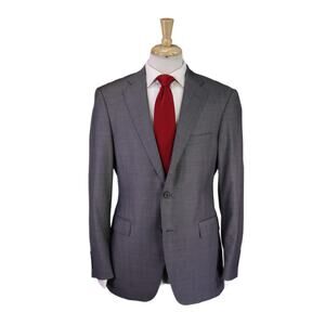 Samuelsohn Solid Light Gray 2-Btn Wool Cashmere Suit 40R